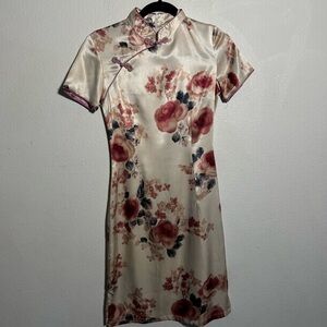Elegant Floral Satin Mini Dress